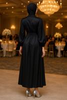 Tesettür giyim SİYAH SATEN ABİYE ELBİSE T 0821