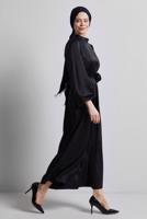 Tesettür giyim SİYAH SATEN ABİYE ELBİSE T 0821