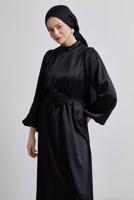Tesettür giyim SİYAH SATEN ABİYE ELBİSE T 0821