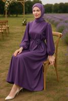 Vêtements hijab POURPRE ROBE DE SOIRÉE EN SATIN T 0821