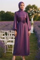 Vêtements hijab POURPRE ROBE DE SOIRÉE EN SATIN T 0821