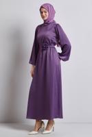 Vêtements hijab POURPRE ROBE DE SOIRÉE EN SATIN T 0821