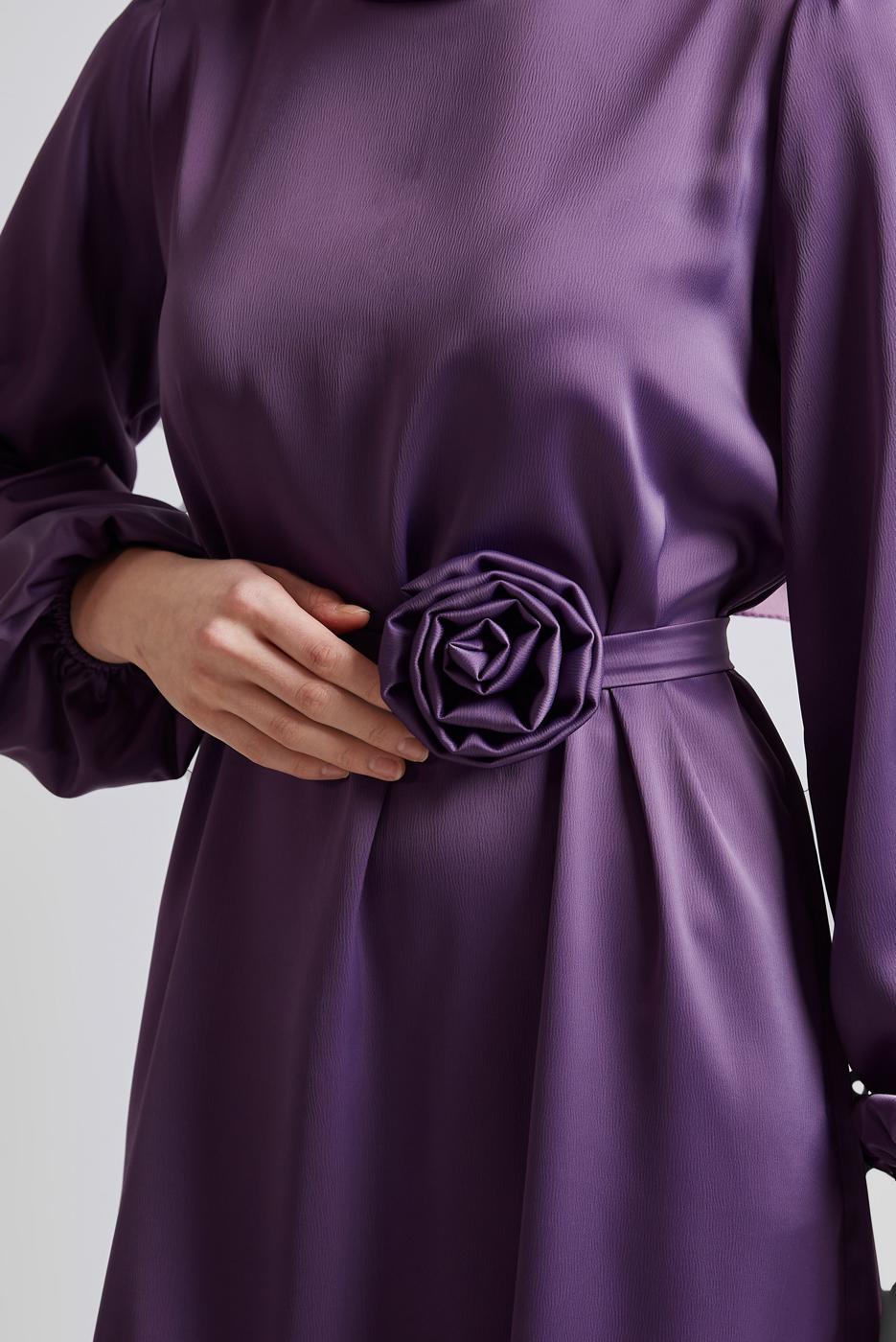 Vêtements hijab POURPRE ROBE DE SOIRÉE EN SATIN T 0821