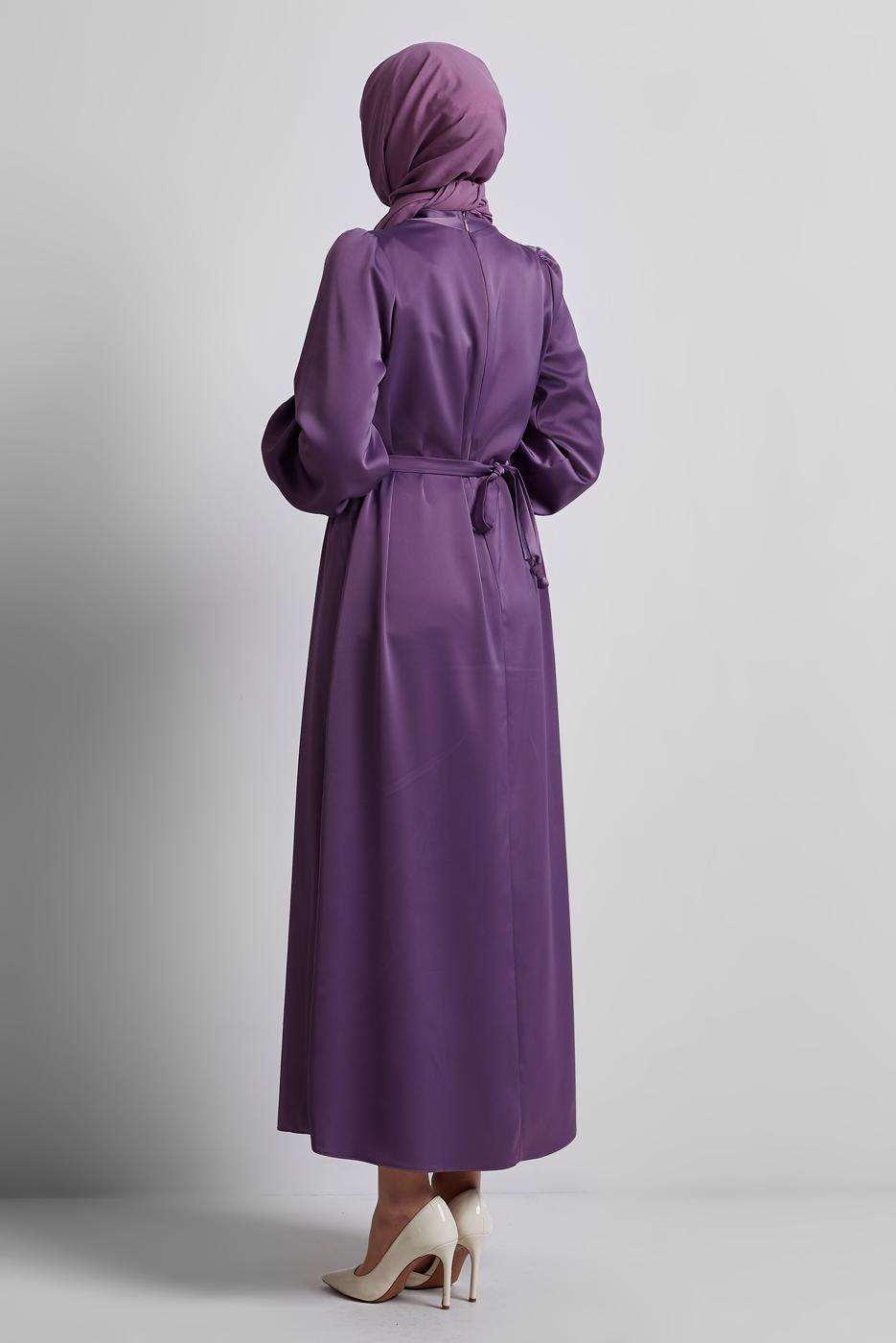 Vêtements hijab POURPRE ROBE DE SOIRÉE EN SATIN T 0821