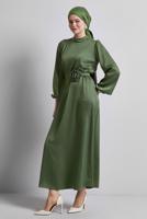 Vêtements hijab KAKI ROBE DE SOIRÉE EN SATIN T 0821