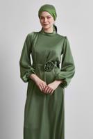 Vêtements hijab KAKI ROBE DE SOIRÉE EN SATIN T 0821