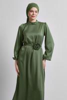 Vêtements hijab KAKI ROBE DE SOIRÉE EN SATIN T 0821