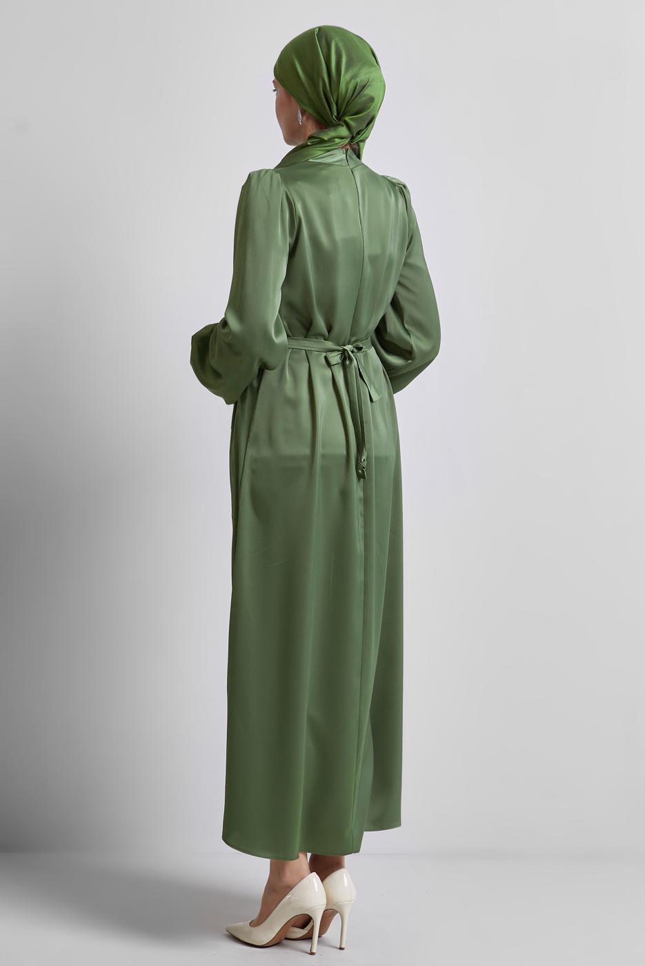 Vêtements hijab KAKI ROBE DE SOIRÉE EN SATIN T 0821