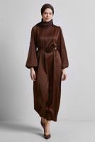 Vêtements hijab BRUN ROBE DE SOIRÉE EN SATIN T 0821