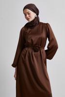 Vêtements hijab BRUN ROBE DE SOIRÉE EN SATIN T 0821