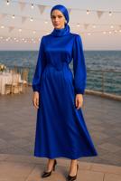 Vêtements hijab BLEU MARINE ROBE DE SOIRÉE EN SATIN T 0821