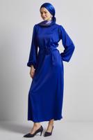 Vêtements hijab BLEU MARINE ROBE DE SOIRÉE EN SATIN T 0821