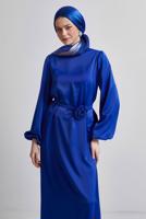 Vêtements hijab BLEU MARINE ROBE DE SOIRÉE EN SATIN T 0821