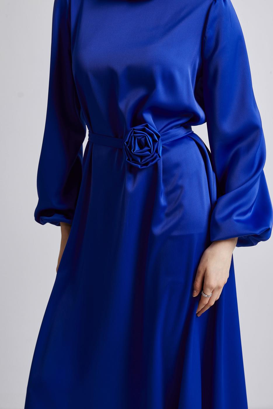 Vêtements hijab BLEU MARINE ROBE DE SOIRÉE EN SATIN T 0821