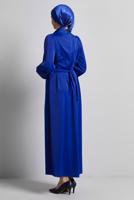 Vêtements hijab BLEU MARINE ROBE DE SOIRÉE EN SATIN T 0821