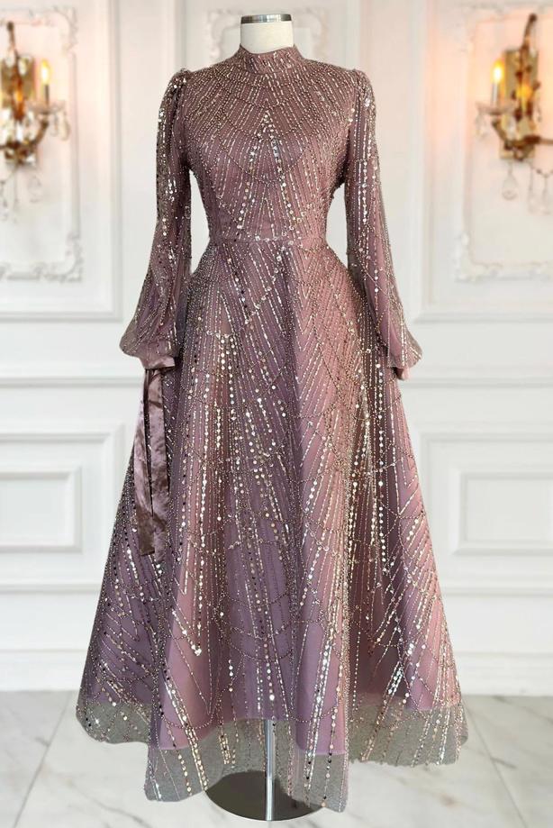 Vêtements hijab ROSE ROBE DE SOIRÉE À PAILLETTES T 1163 - TRENDTESETTÜR