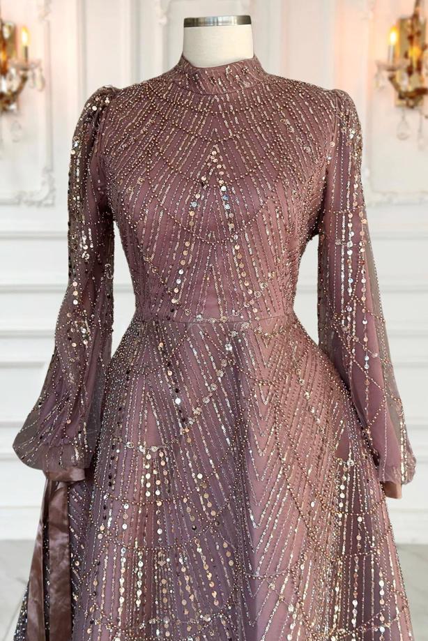 Vêtements hijab ROSE ROBE DE SOIRÉE À PAILLETTES T 1163 - TRENDTESETTÜR