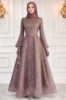 Hijab clothing PINK SEQUINED EVENING DRESS T 1163
