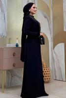 Tesettür giyim SİYAH TAŞLI ABİYE ELBİSE T 1207