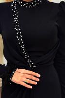 Tesettür giyim SİYAH TAŞLI ABİYE ELBİSE T 1207