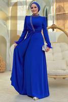 Tesettür giyim LACİVERT TAŞLI ABİYE ELBİSE T 1207