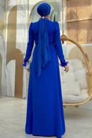Tesettür giyim LACİVERT TAŞLI ABİYE ELBİSE T 1207