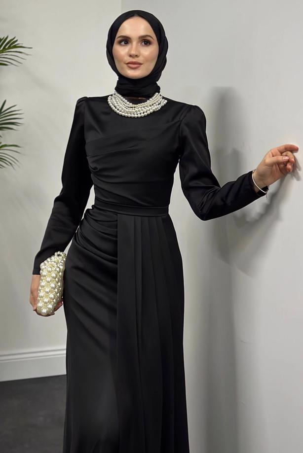 Vêtements hijab  PEARL NECKLACE EVENING DRESS T 1510 - TRENDTESETTÜR