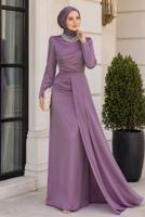 Vêtements hijab POURPRE ROBE DE SOIRÉE COLLIER DE PERLES T 1510