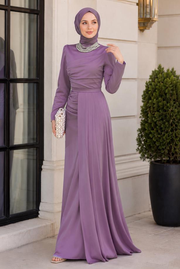 Vêtements hijab POURPRE ROBE DE SOIRÉE COLLIER DE PERLES T 1510 - TRENDTESETTÜR