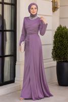 Vêtements hijab POURPRE ROBE DE SOIRÉE COLLIER DE PERLES T 1510