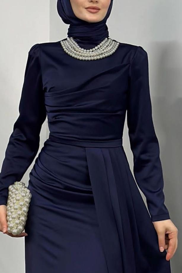 Vêtements hijab  PEARL NECKLACE EVENING DRESS T 1510 - TRENDTESETTÜR