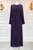 Vêtements hijab PRUNE ROBE DE SOIRÉE À DÉTAILS DE PERLES T 1531