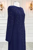 Vêtements hijab BLEU MARINE ROBE DE SOIRÉE À DÉTAILS DE PERLES T 1531