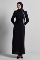 Tesettür giyim SİYAH TAŞ DETAYLI ABİYE ELBİSE T 1716
