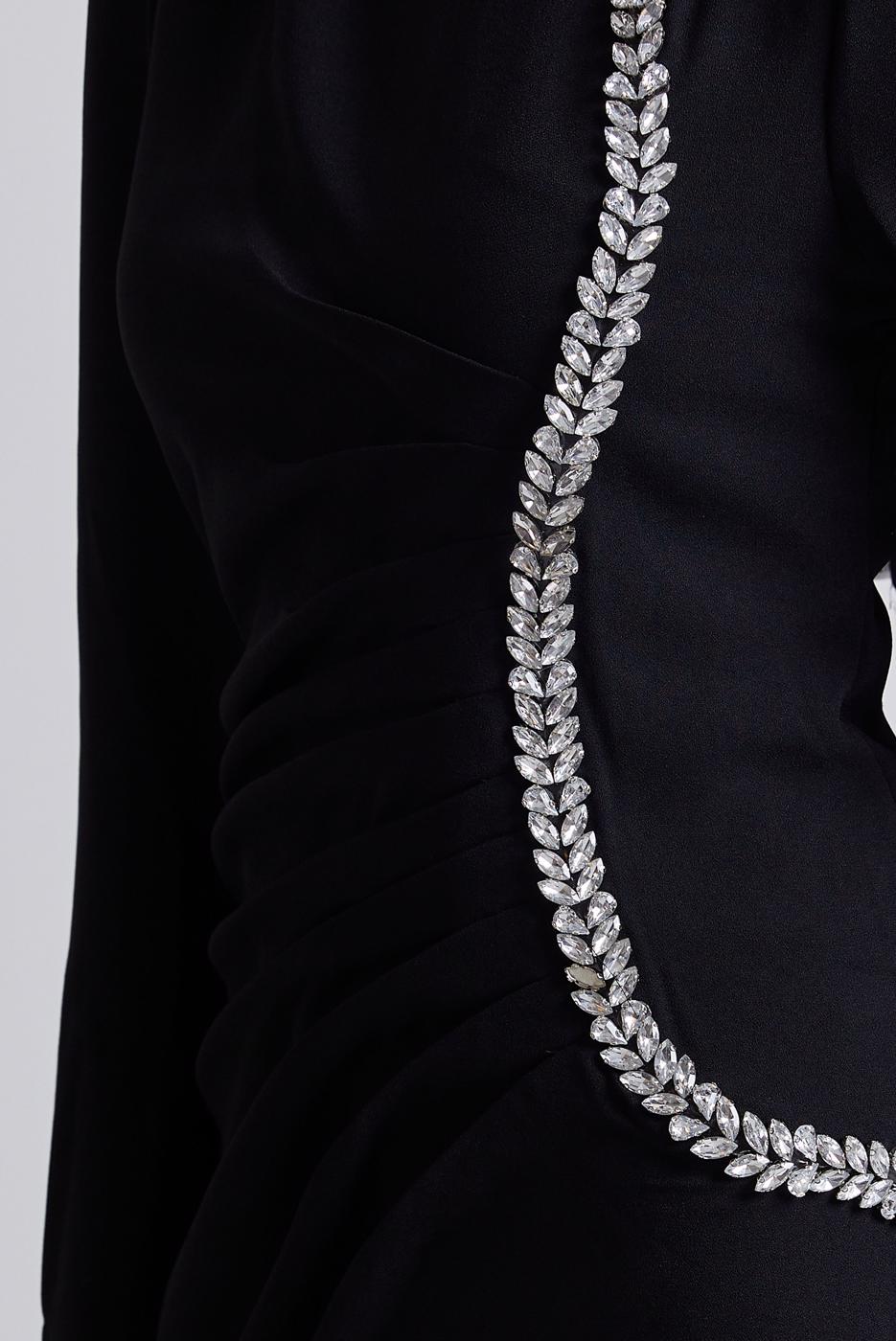 Tesettür giyim SİYAH TAŞ DETAYLI ABİYE ELBİSE T 1716