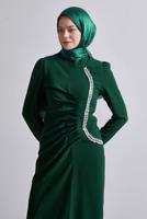 Tesettür giyim YEŞİL TAŞ DETAYLI ABİYE ELBİSE T 1716