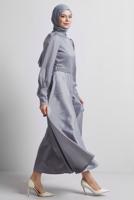 Vêtements hijab GRIS ROBE DE SOIRÉE CEINTURÉE T 2316