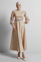 Vêtements hijab BRUN ROBE DE SOIRÉE CEINTURÉE T 2316