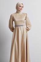Vêtements hijab BRUN ROBE DE SOIRÉE CEINTURÉE T 2316