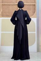 Tesettür giyim SİYAH BALON KOL ABİYE ELBİSE T 3107