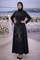 Vêtements hijab NOIR ROBE DE SOIRÉE AVEC BIJOU T 3331