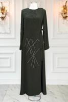Vêtements hijab KAKI ROBE DE SOIRÉE AVEC BIJOU T 3331
