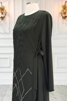 Vêtements hijab KAKI ROBE DE SOIRÉE AVEC BIJOU T 3331