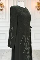 Vêtements hijab KAKI ROBE DE SOIRÉE AVEC BIJOU T 3331