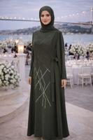 Vêtements hijab KAKI ROBE DE SOIRÉE AVEC BIJOU T 3331