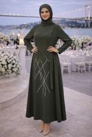 Vêtements hijab KAKI ROBE DE SOIRÉE AVEC BIJOU T 3331