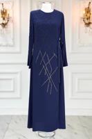 Vêtements hijab BLEU MARINE ROBE DE SOIRÉE AVEC BIJOU T 3331