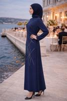 Vêtements hijab BLEU MARINE ROBE DE SOIRÉE AVEC BIJOU T 3331