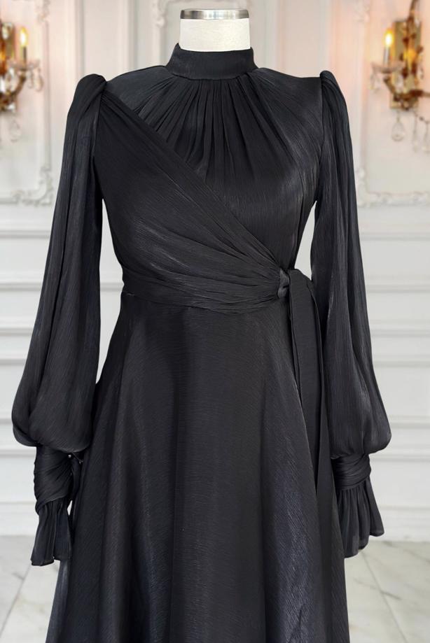 Vêtements hijab NOIR ROBE DE SOIRÉE MODESTE T 5163 - TRENDTESETTÜR