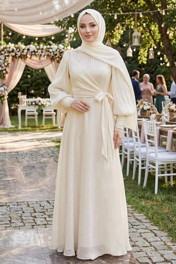 Tesettür giyim  T 5163 AH ABİYE ELBİSE